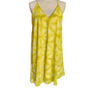 Calvin Klein Yellow Tie Dye Halter Dress Sleeveless V-Neck Flowy Sun Dress M